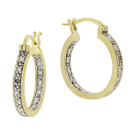 18 Karat Gold über Sterling Silber Diamant Accent Hoop Ohrringe