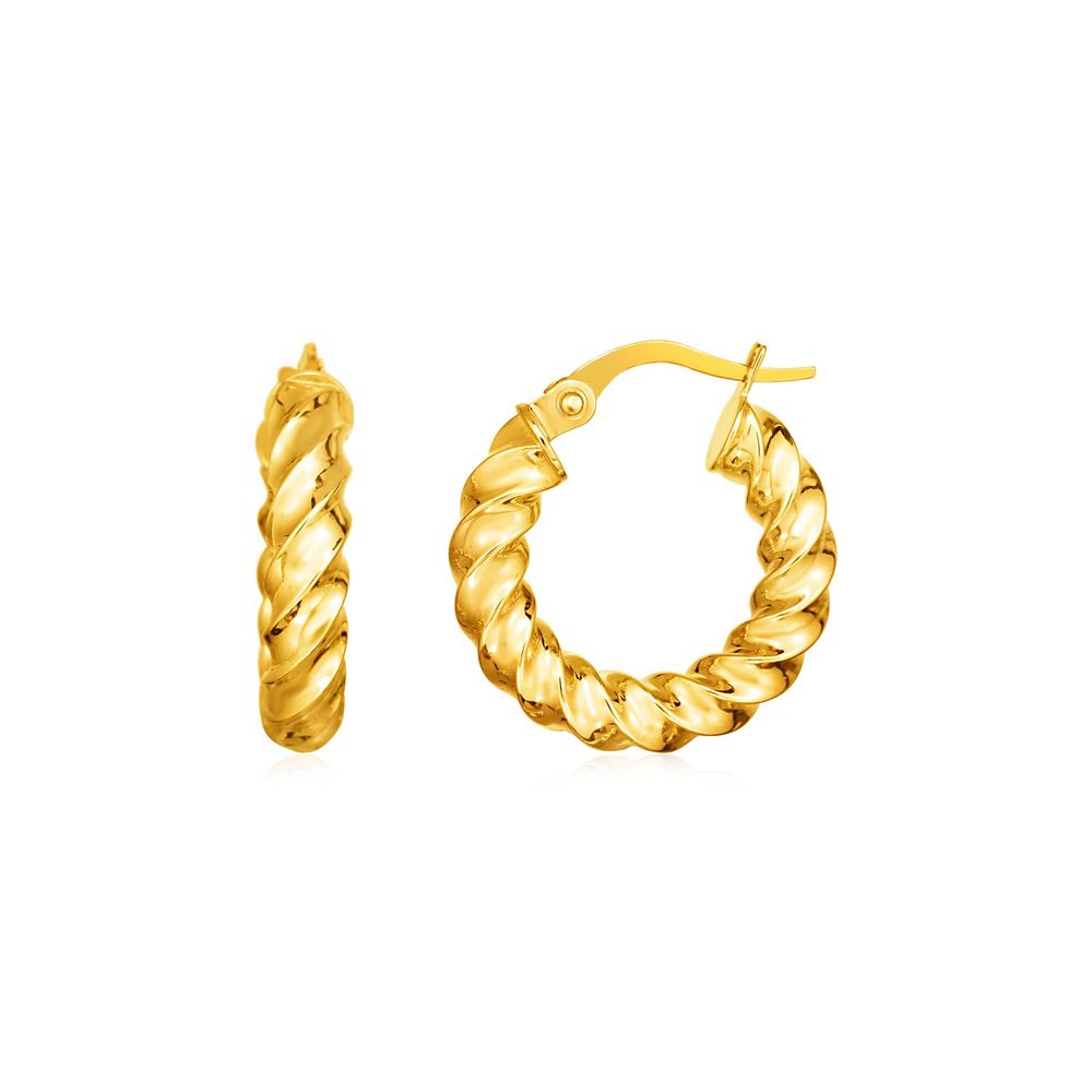 14 Karat Gelbgold Poliert Twisted Hoop Ohrringe (3x11mm)