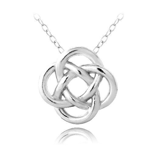 Sterling Silber Liebe Knoten Blumen Halskette