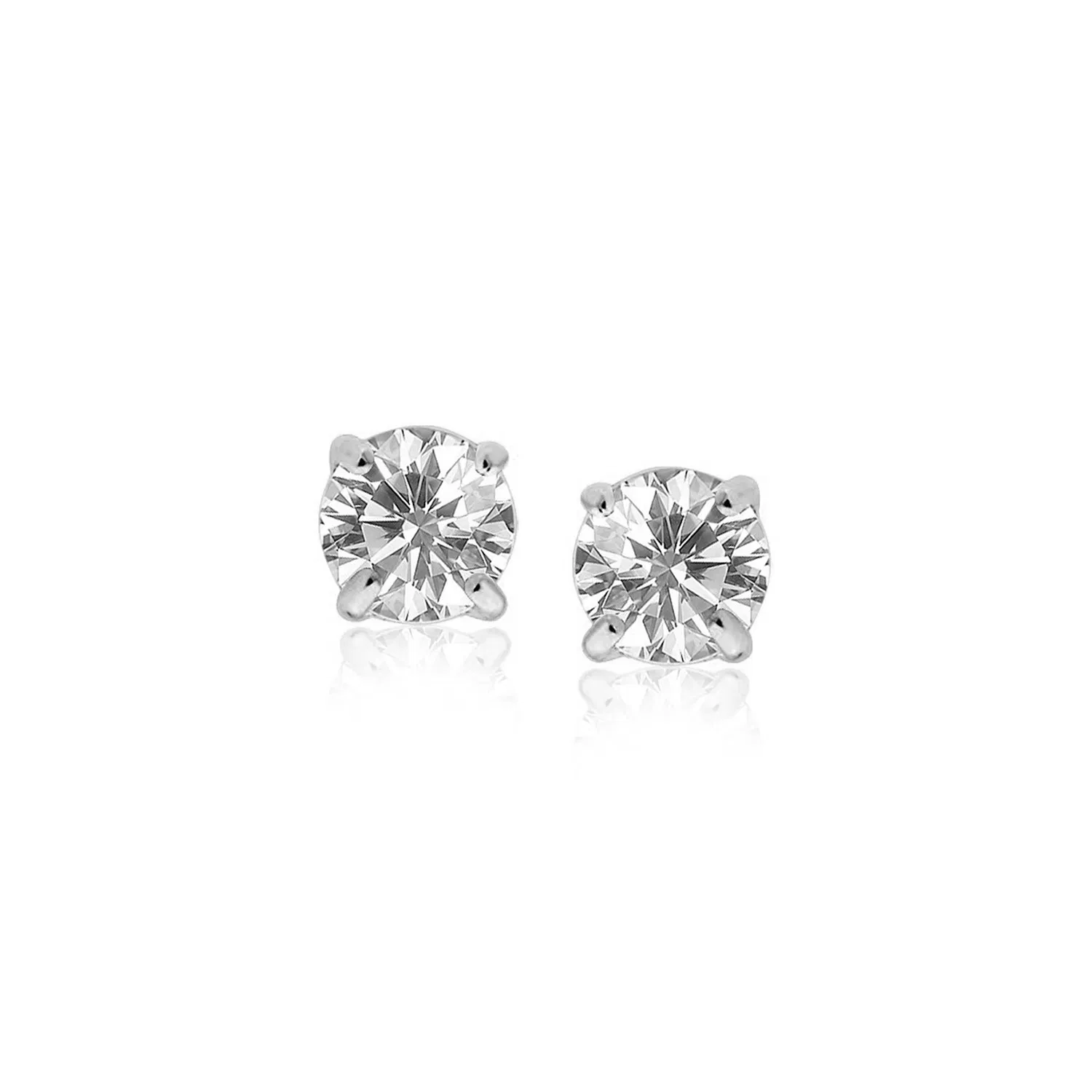 Sterling Silver Stud Ohrringe mit Weißfarben Facetted Cubic Zirkonia (5mm)