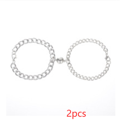 Europäische und amerikanische neue personalisierte Magnet Herzförmiges Armband Retro Hip Hop-Stil Pfirsichherz rundes Paar Armband für Männer und Frauen