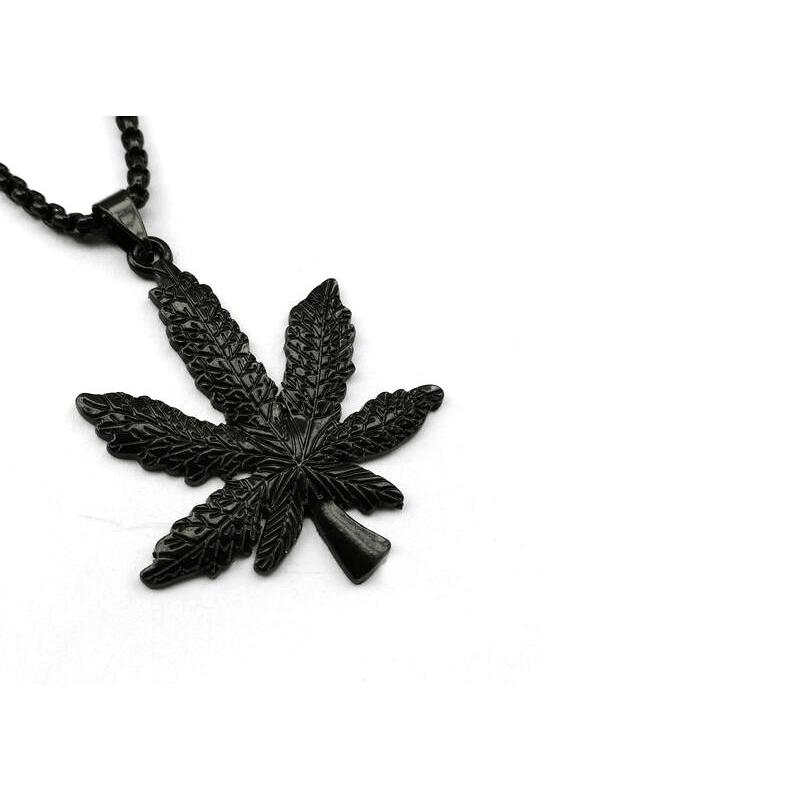 Hip Hop Gold Silber Schwarz Blatt Halskette Blatt Anhänger