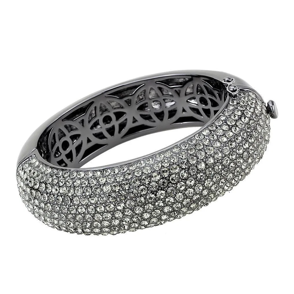 LO4304 - TIN Cobalt Schwarz Brass Armband mit Top-Grade - Kristall in Schwarzem Diamant