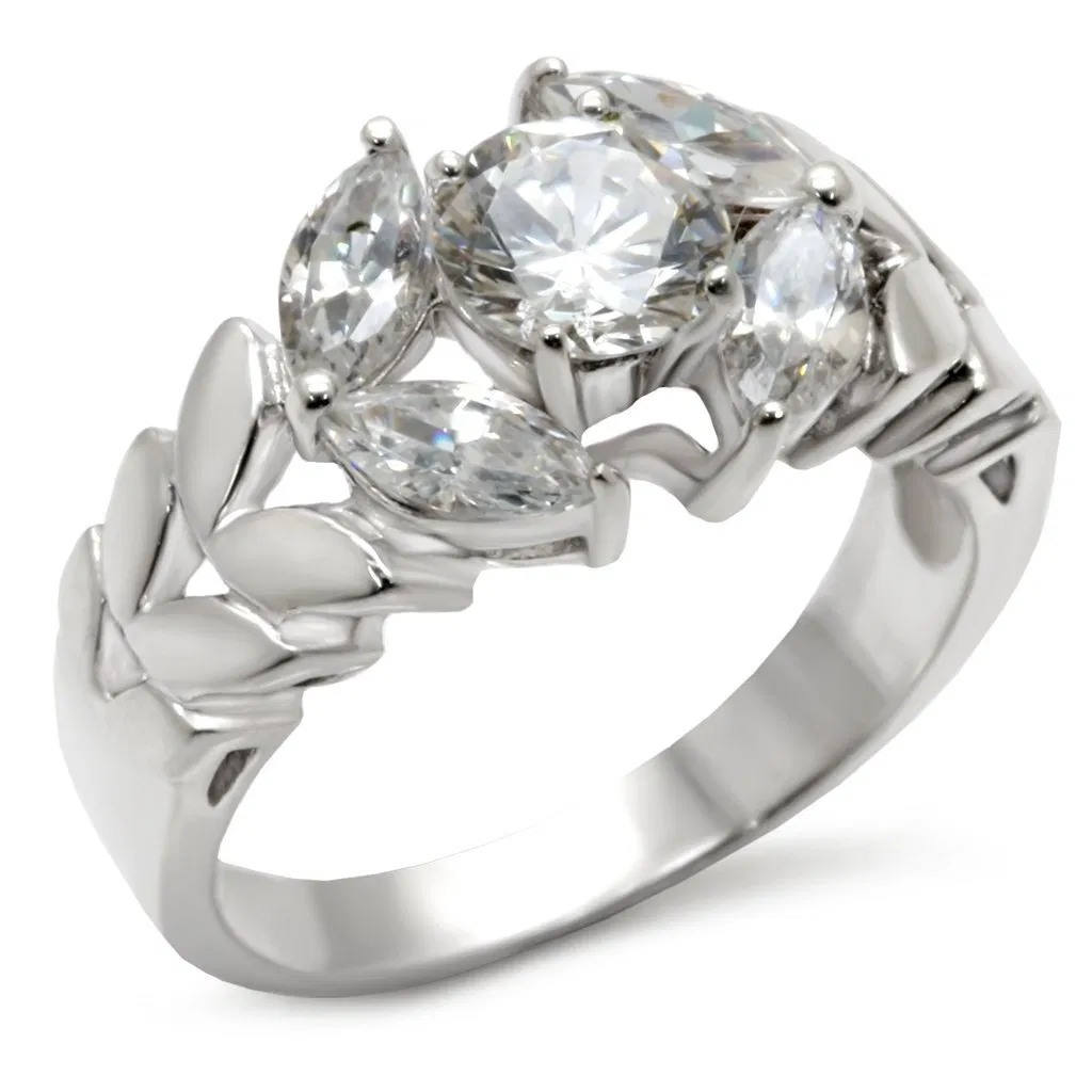 30326 - Matte Rhodium & Rhodium 925 Sterling Silber Ring mit AAA-Klasse CZ in Clear