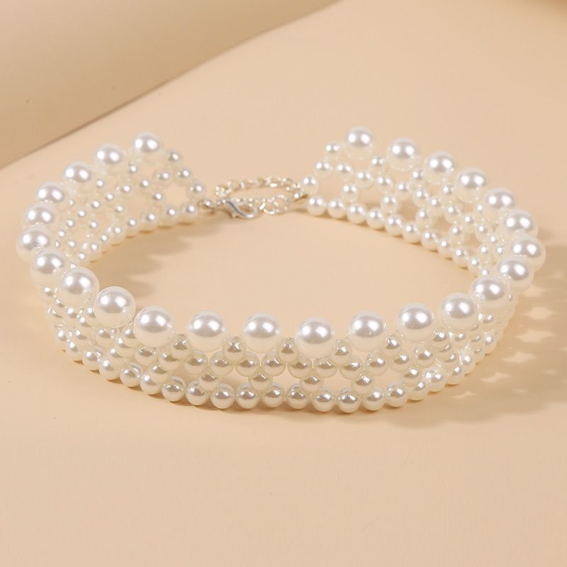 Kreative exquisite Handgewebe Faux Pearl Halskette für Frauen