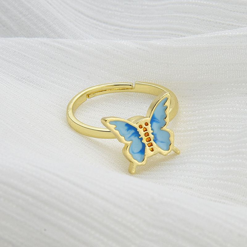Drehbare Blume Schmetterlingsring Verstellbarer Ring Shank Drehen Fünf Blütenblätter Blumenring Für Frauen