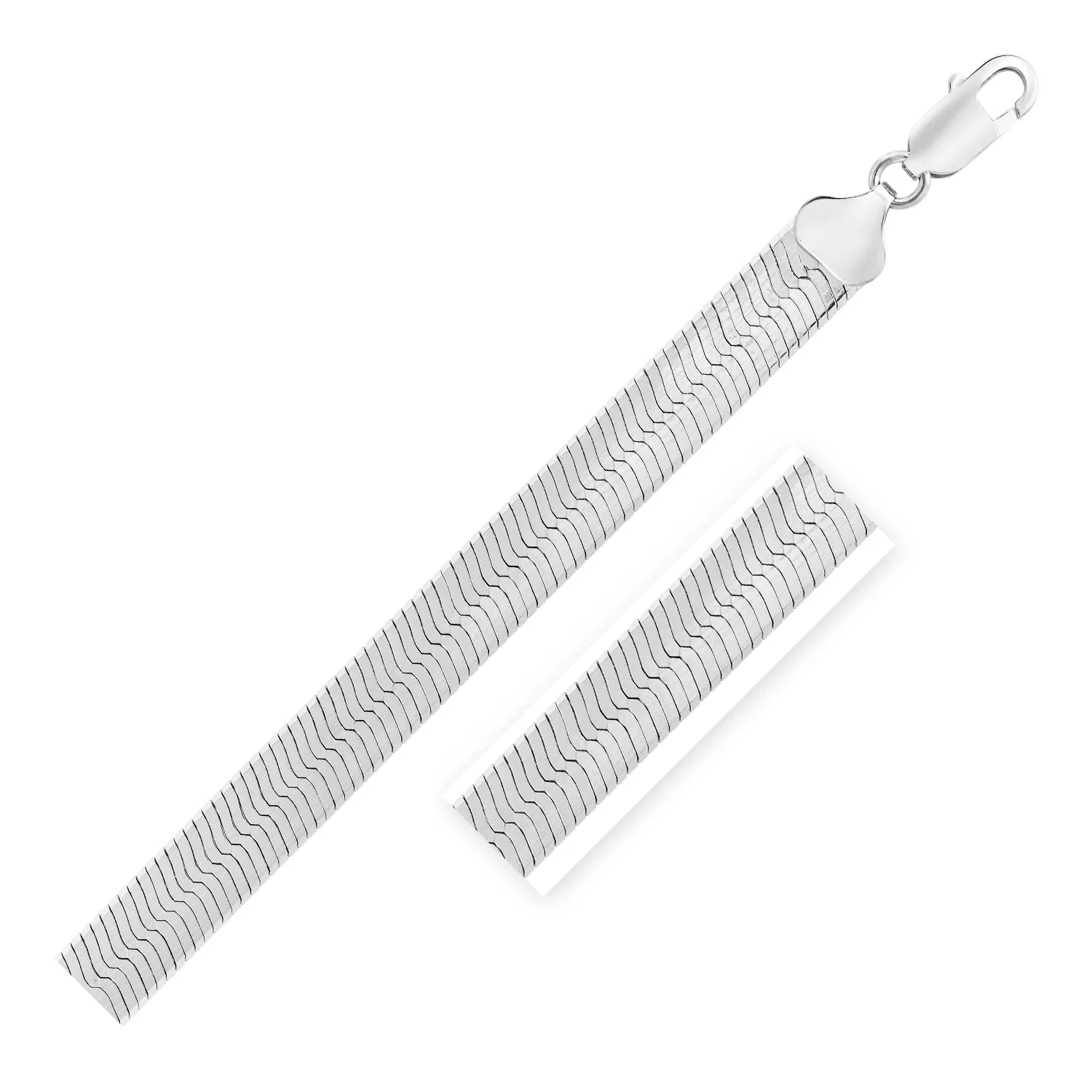 Sterling Silber Rhodium Plated Herringbone Kette 9,5 mm
