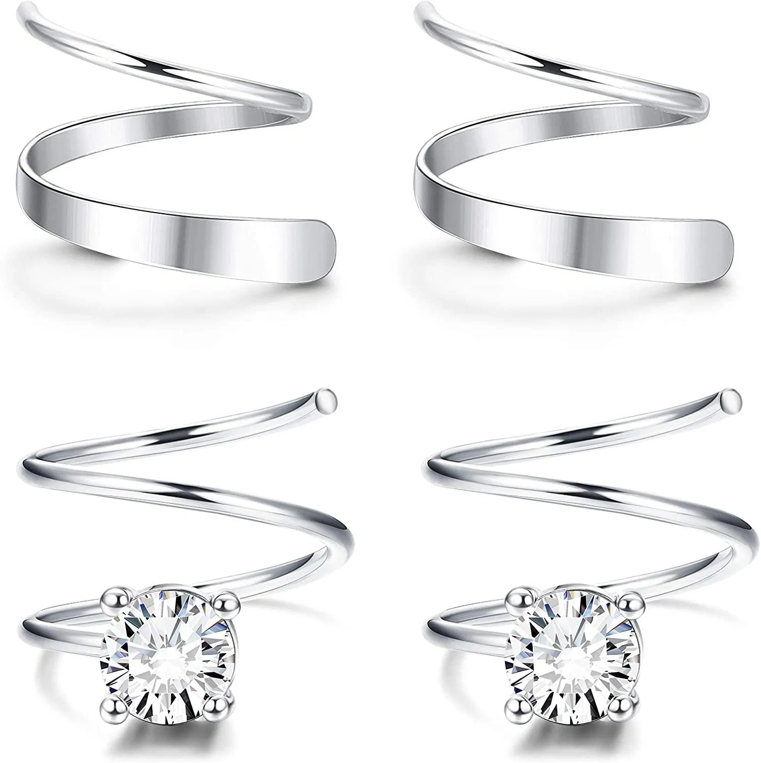 925 Sterling Silber Doppel Twist Hoop Ohrringe für Frauen Star Herz CZ Mode Ohr Kletterer Wrap Cuff Ohrringe Set