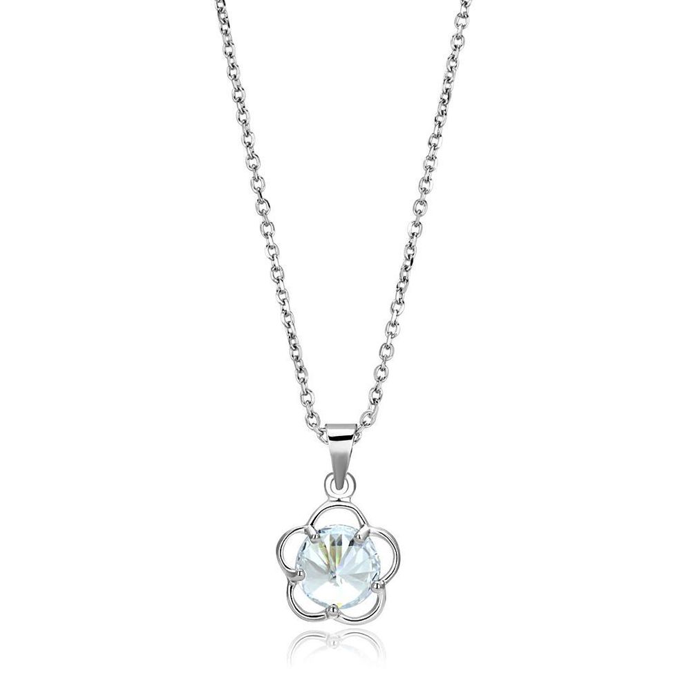 LO4143 - Rhodium-Brass - Kettenhänger mit AAA-Klasse CZ in Clear