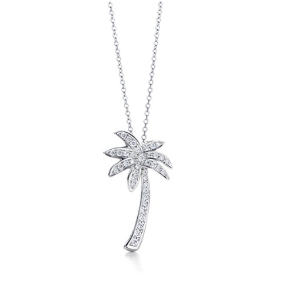 Sterling Silber Designer-Inspired CZ Palm Baum Anhänger