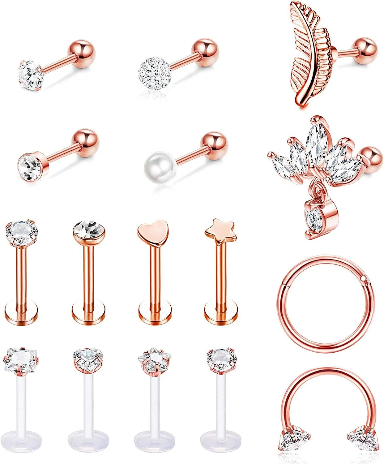 16G Knorpel Tragus Ohrringe Studs Barbell Lippenringe Chirurgische Septum Ring Hoop Ohr Helix Daith Rook Nase Piercing für Frauen Männer