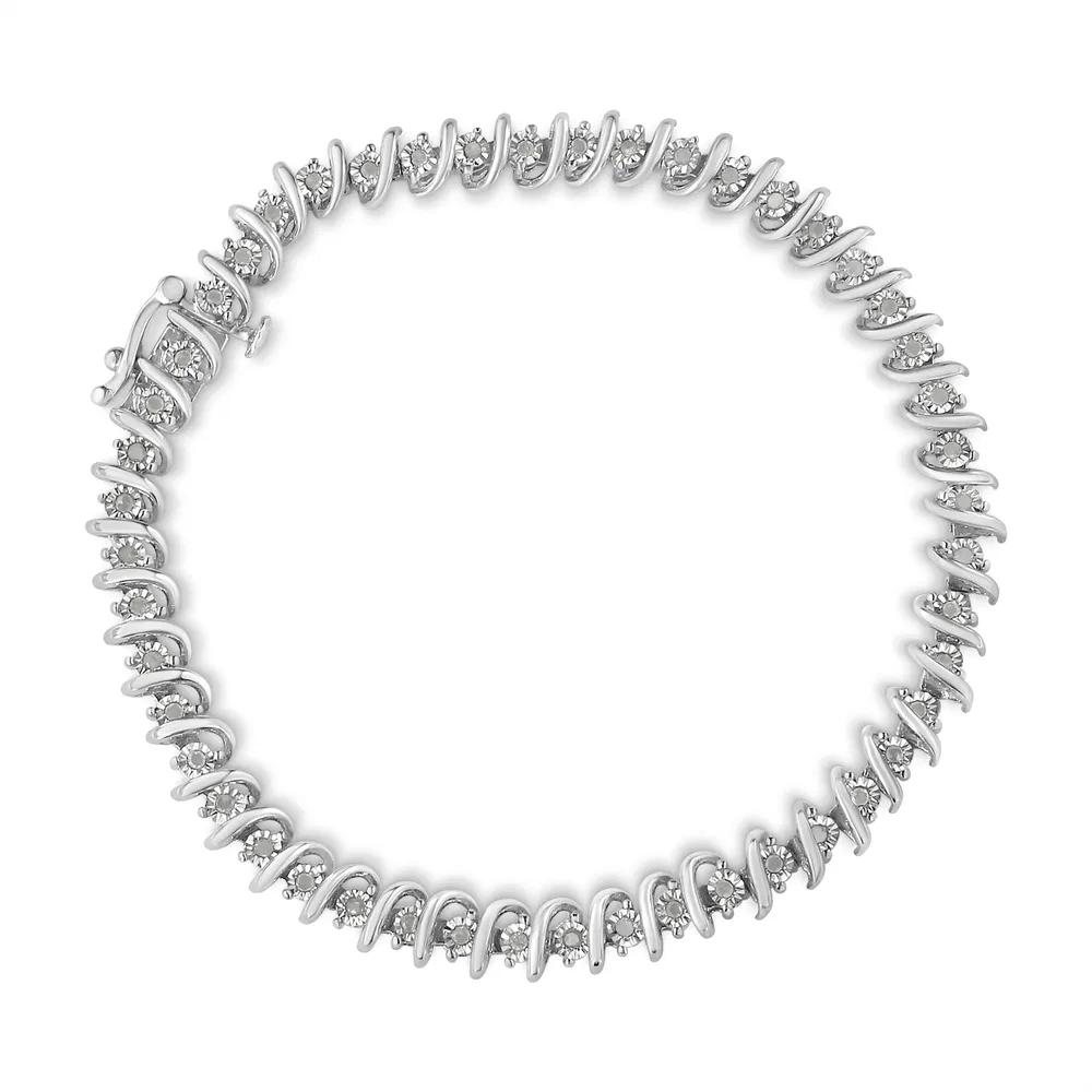 .925 Sterling Silber 1/2 Cttw Diamant S Link Tennis Armband (I-J Farbe, I3 Klarheit)