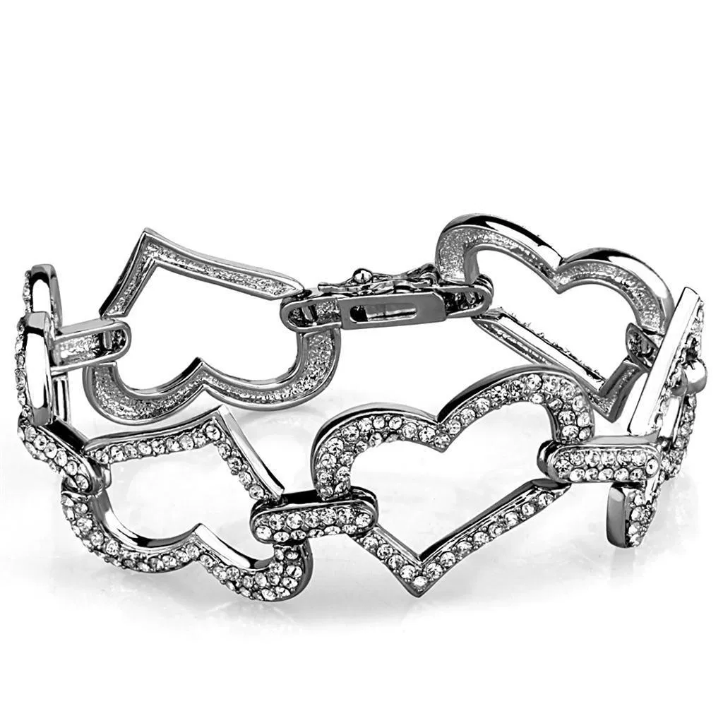 LO3825 Rhodium Brass Armband mit Top-Grade - Kristall in Clear