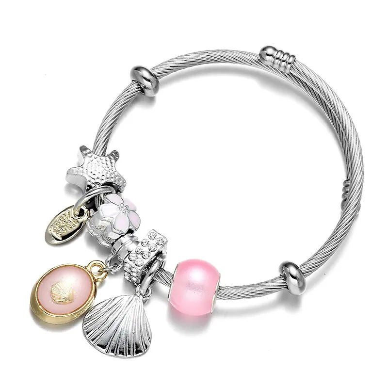 Armband Sea Shell Charm Wrap Silber Mode Schmuck Edelstahl Armband für Frauen