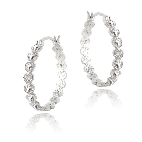 Sterling Silber Diamant Akzent 25mm Herzen Halbschleife Ohrringe