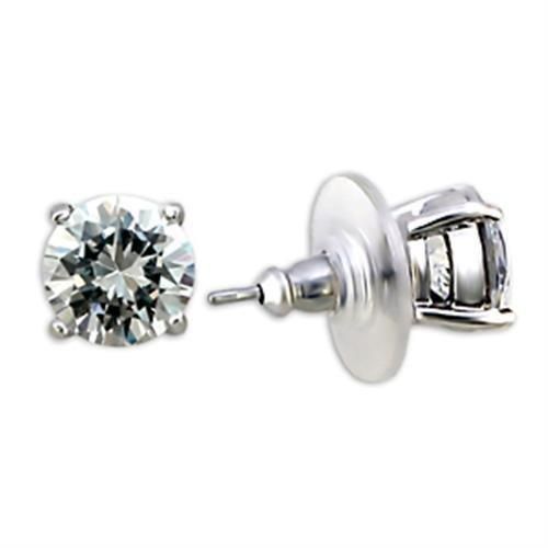 8X166 - Rhodium-Messing - Ohrringe mit AAA-Klasse CZ in Clear