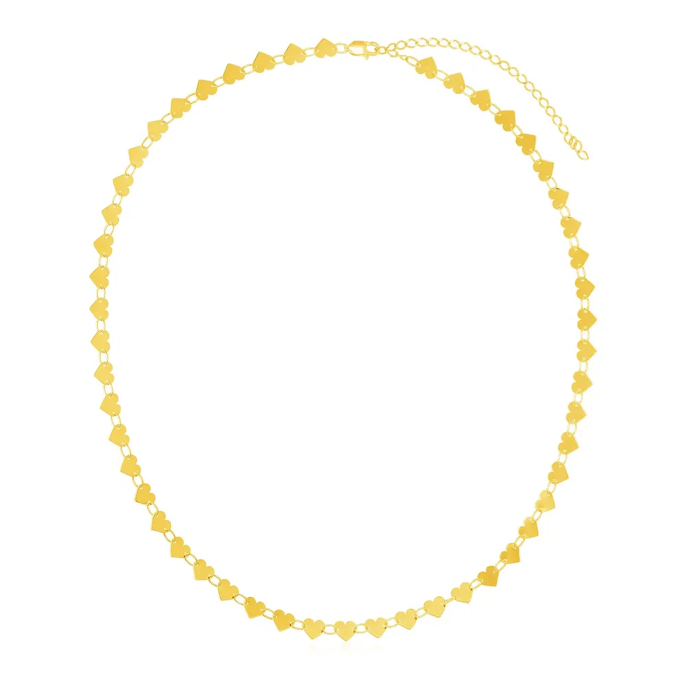 14 Karat Gelbgold Spiegel-Herz - Kette Halskette