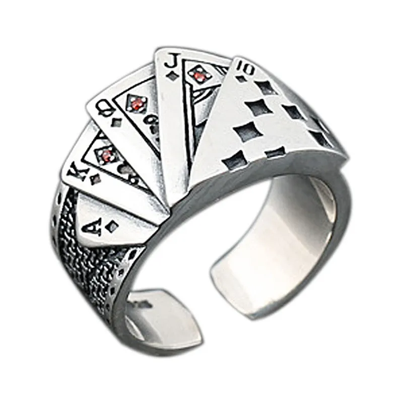 Straight Flush Poker Männer und Frauen Open Ringe