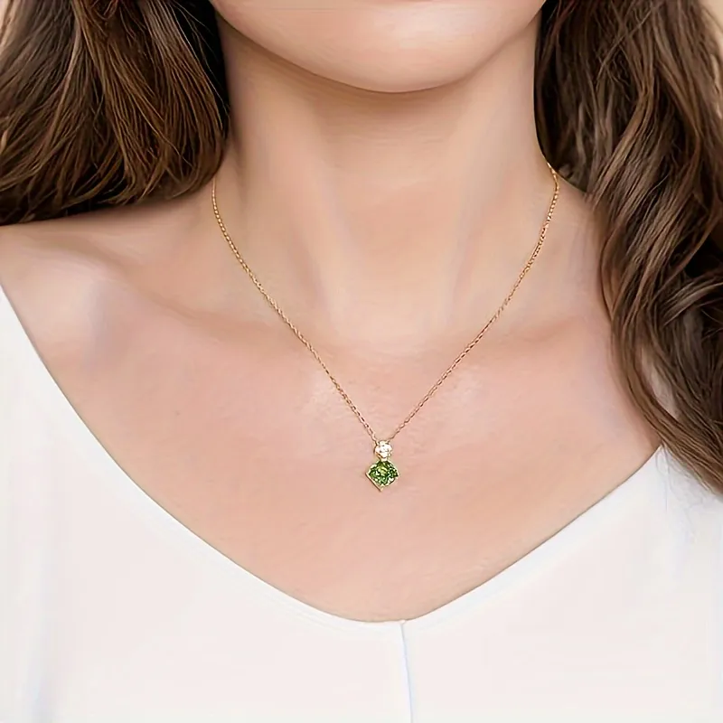 Frauen Geburtsstein Halskette 14 Karat Gold beschichtete Lucky Clover Anhänger Halskette Zirkonia 925 Sterling Silber Halskette Mode Hochzeit Party Schmuck für Frau und Mutter