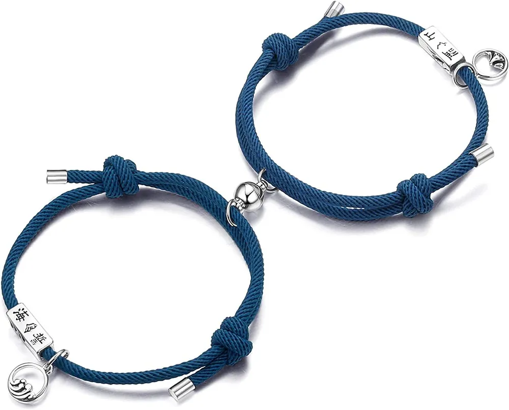 Geschenk für den Valentinstag 2PCS Paar Magnetarmband Set gegenseitige Anziehung Seil geflochten Armbänder verstellbar Charme Paar Schmuck Set für Frauen Männer