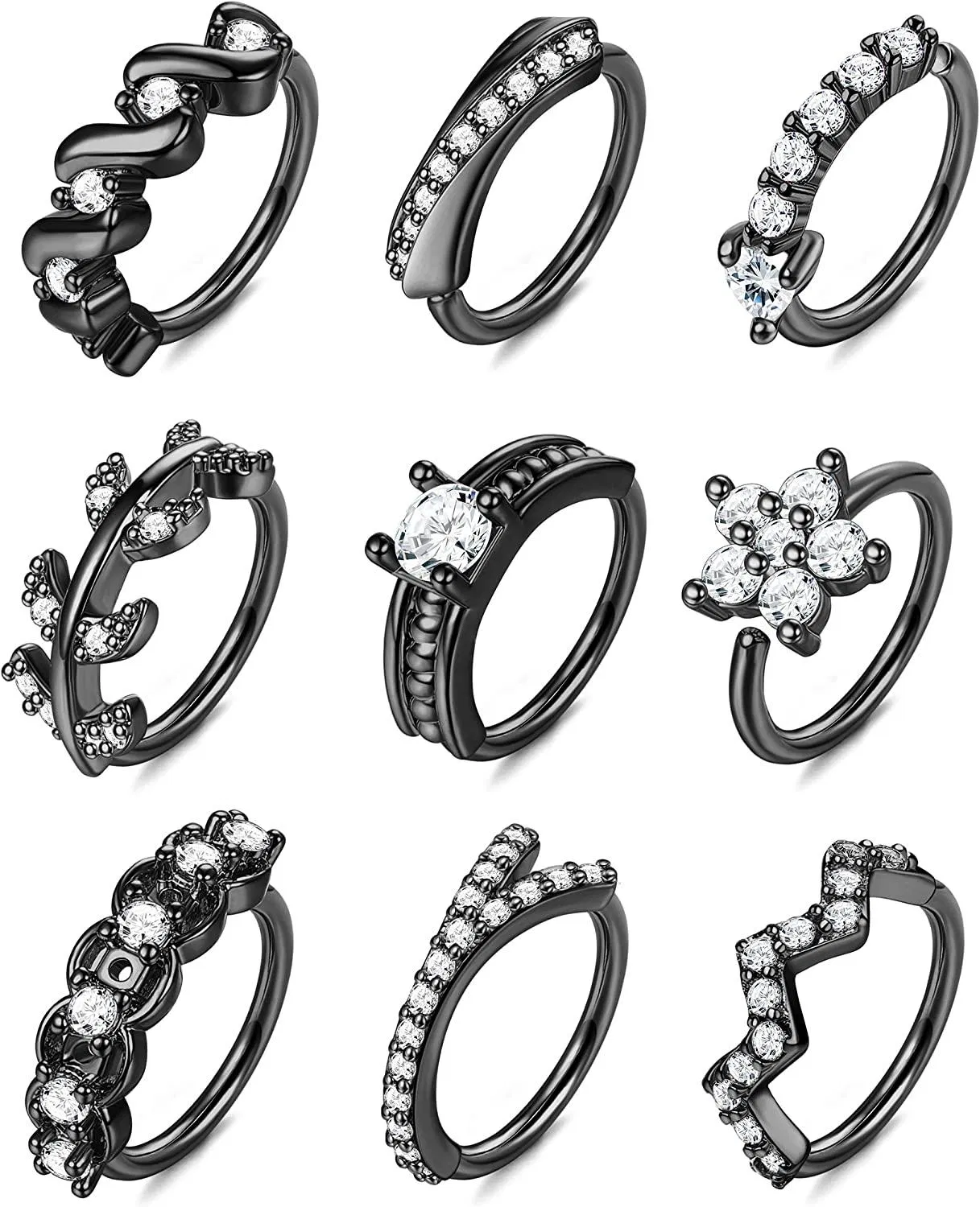 9Pcs 20G Edelstahl Nasen Ringe Schleife für Frauen Männer gepflastert CZ süße Knorpel Helix Ohrringe Schleife Körper Piercing für Nase Ohr Gold platziert