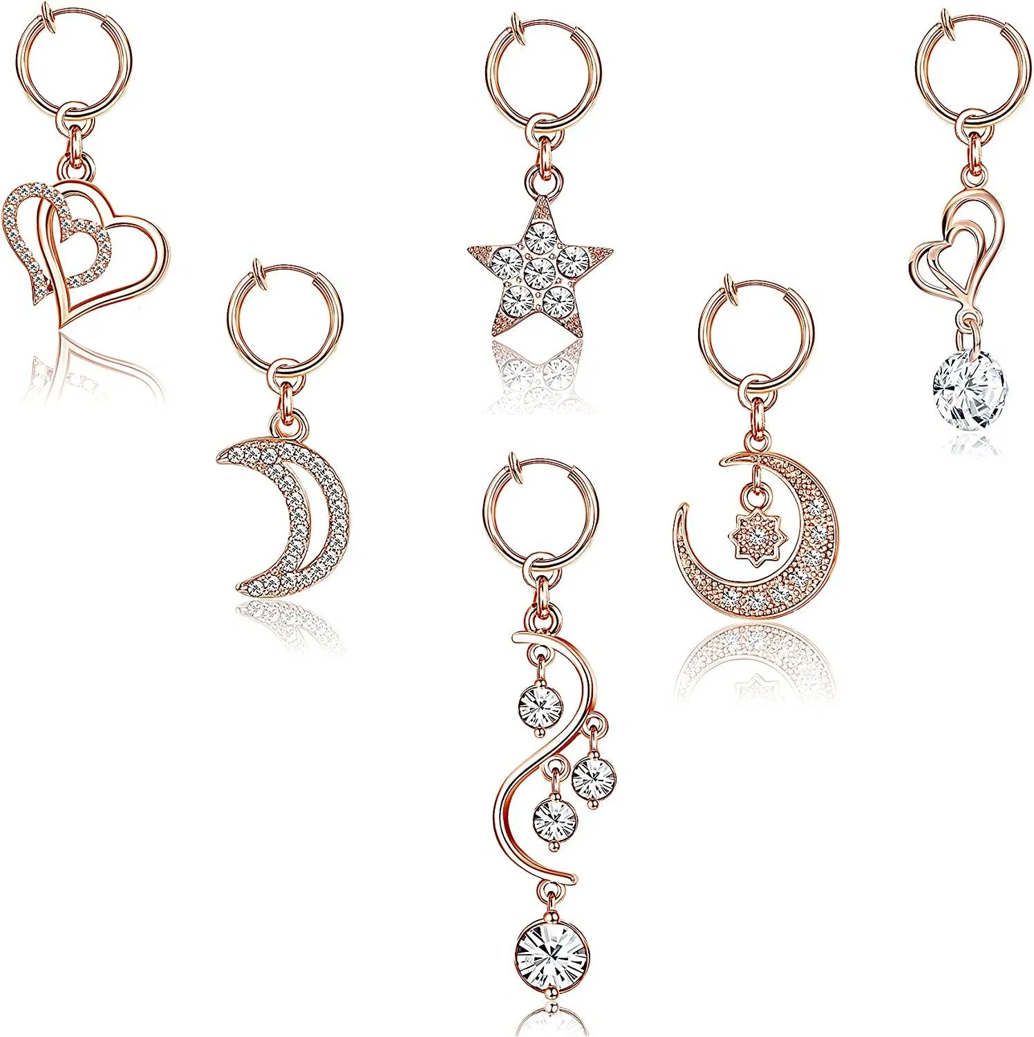6pcs Clip auf Bauchknopf Ringe Falsche Bauch Piercing Falsche Bauch Ringe Nicht Piercing Navel Ring