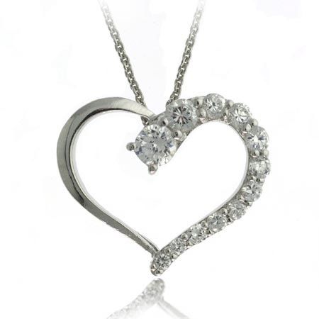 Sterling Silber Cubic Zirkonia Heart Journey Anhänger