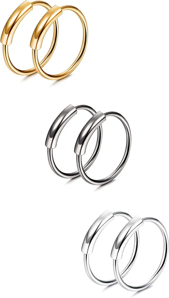 6pcs 22G Mix Farbe Nasenringe Schleife für Frauen 925 Sterling Silber Scharnier Nasenring 10mm 12mm Nasenschleife Septum Piercing Knorpel Helix Tragus