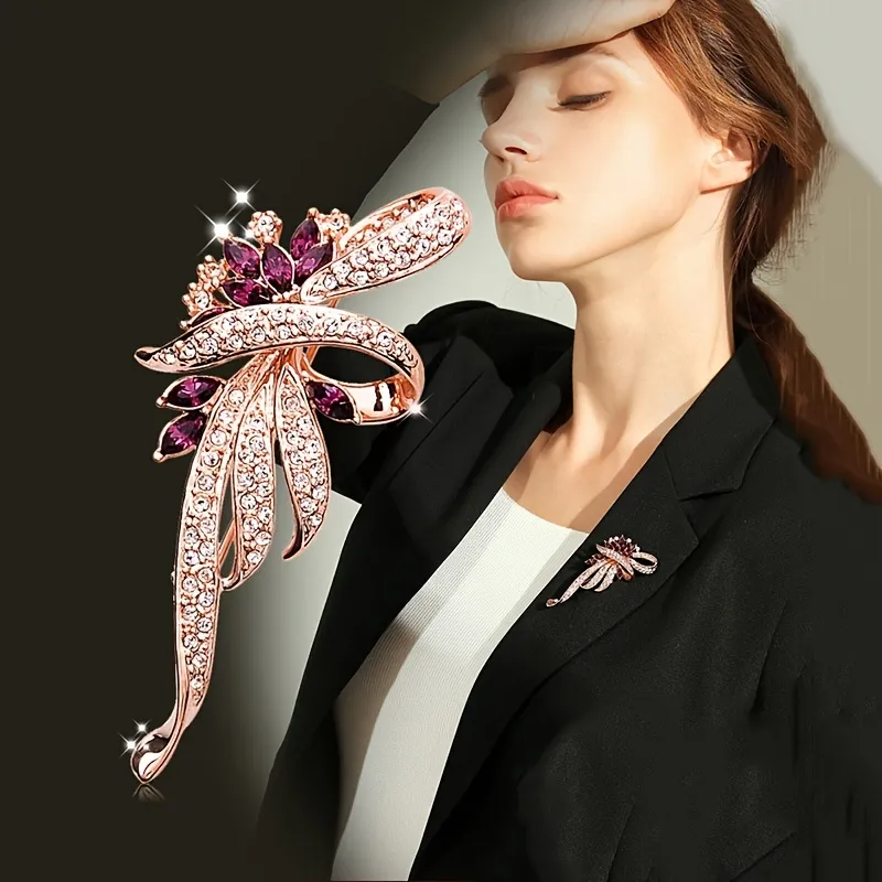 Kristallblume Brosche Korsage Schal Clips Broschen Pins Broschen Sicherheitsnadel Frauen Mädchen Kleidung Dekoration Valentinstag Geschenk Neujahrsgeschenk