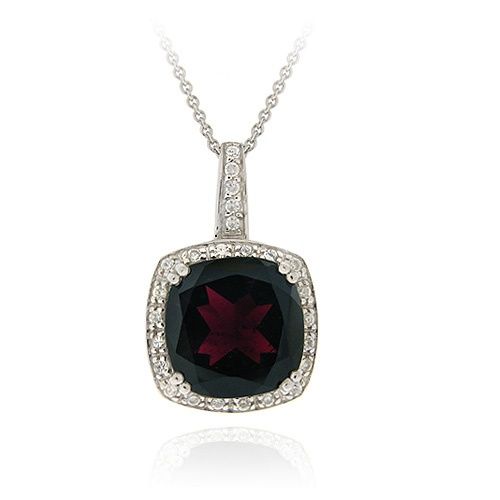 Sterling Silber 10 CT. TGW Garnet & CZ Anhänger