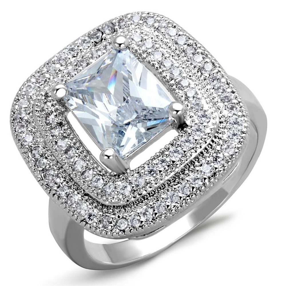 3W839 - Rhodium-Messing - Ring mit AAA-Klasse CZ in Clear