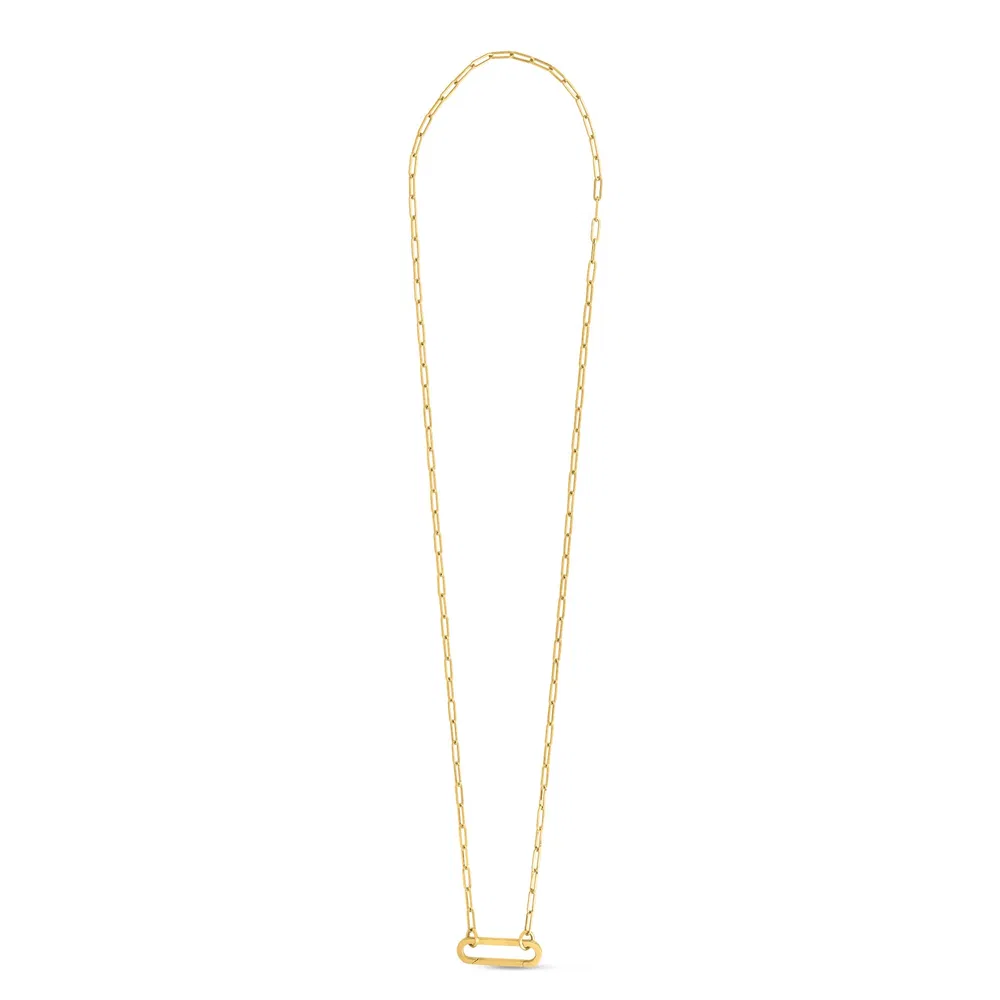14K Gelbgold verlängerte Link Paperclip Halskette