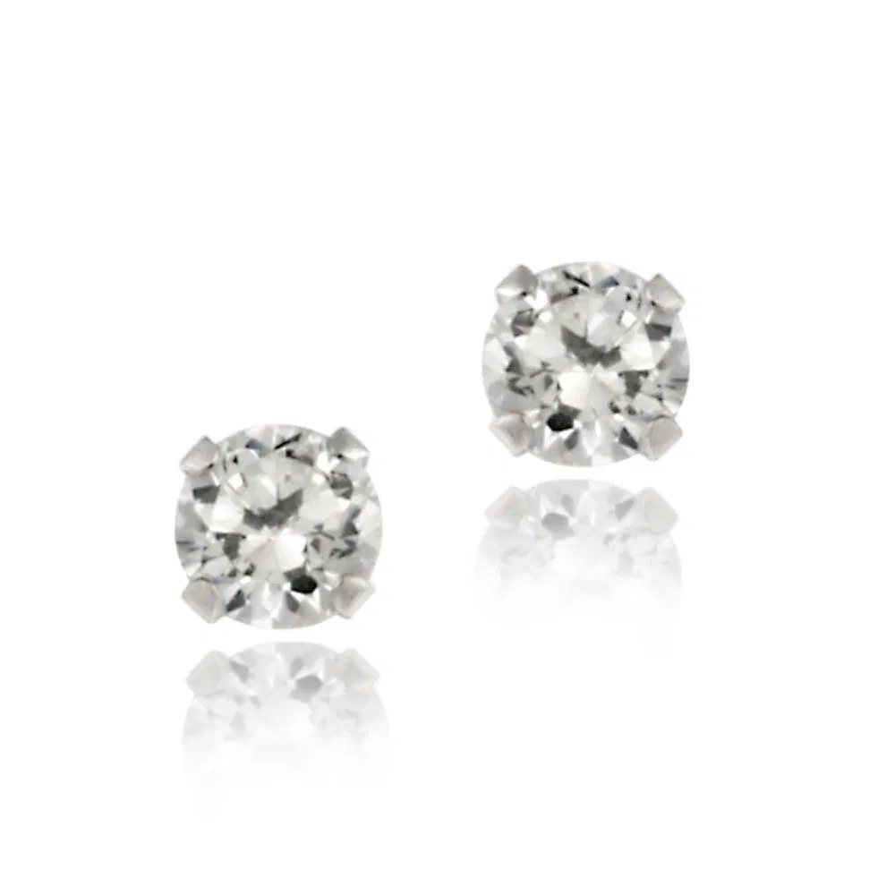 Sterling Silber 1 / 4ct Weiße Topaz Stud Ohrringe, 3mm