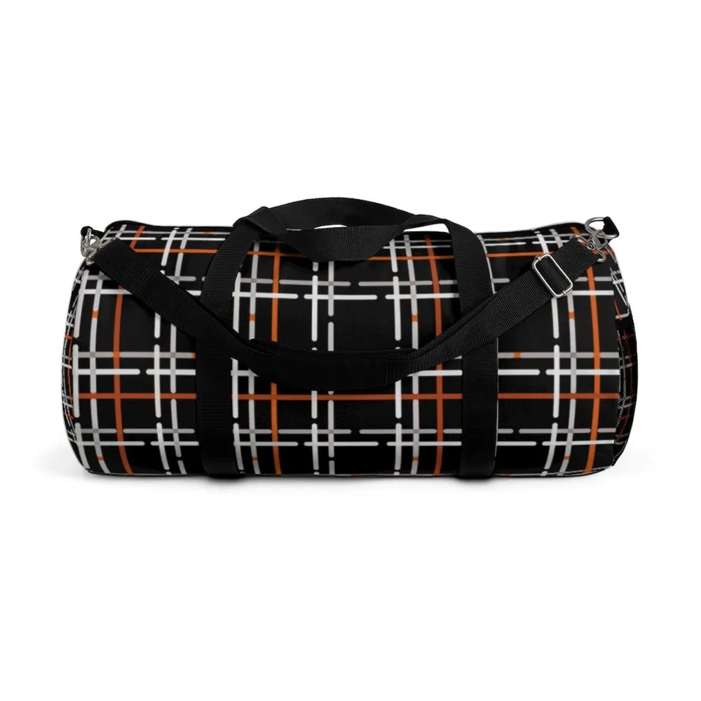 Duffel Taschen, schwarz und orange Tartan Style Tasche