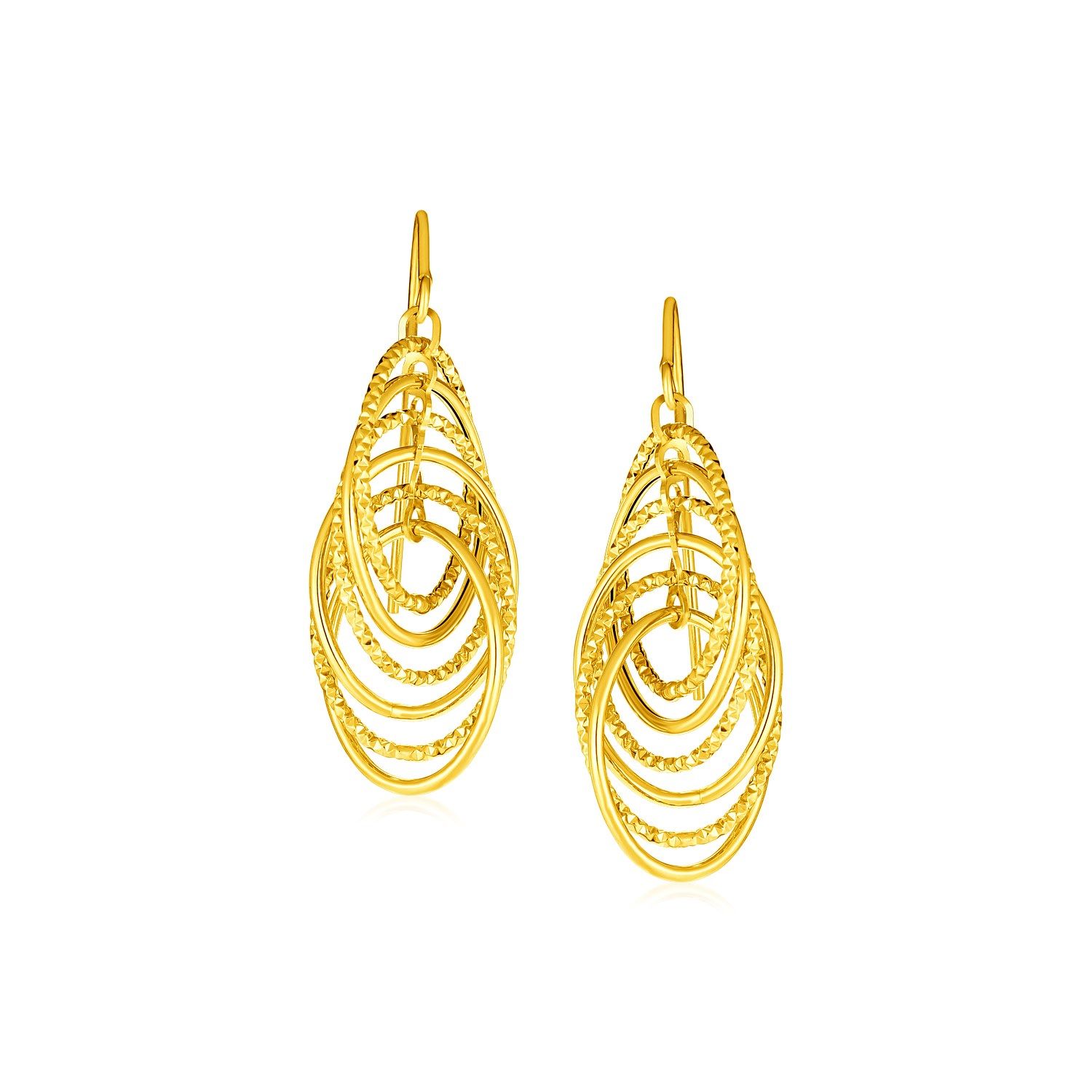 14 Karat Gelbgold Post Ohrringe mit Graduierten Spiral-Hängeln