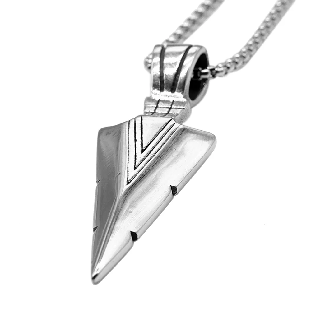 Viking Mens Arrowhead Halskette Krieger Pfeil Speer Kopf Edelstahl Anhänger
