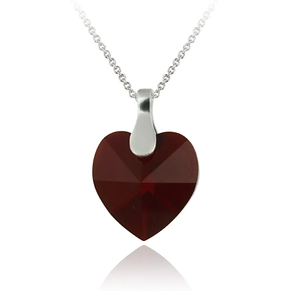 Sterling Silber Ruby Rot Rot Swarovski Elemente Herz Halskette