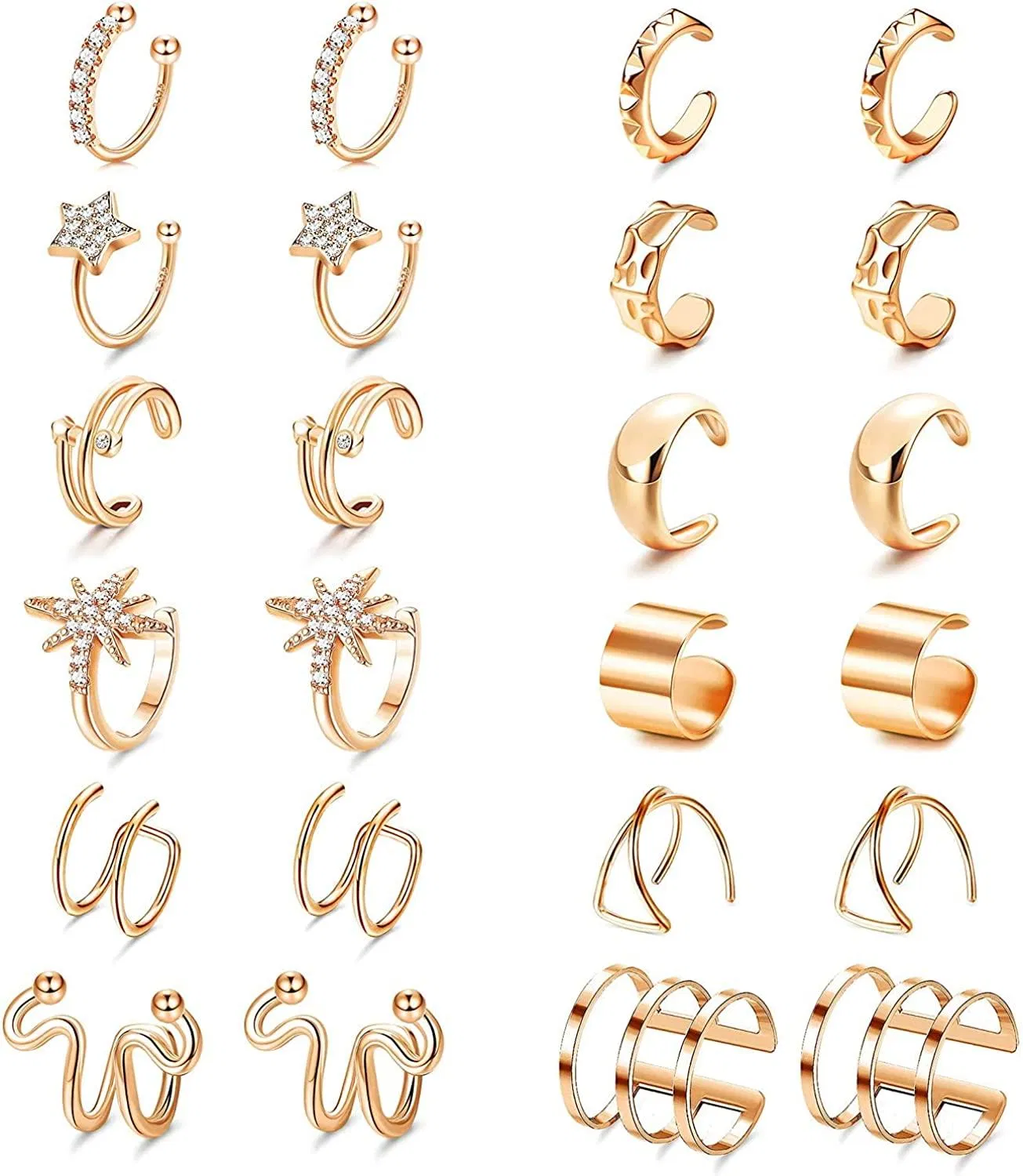 12 Paare Ohr Manschette Helix Knorpel Clip Auf Ohrringe für Frauen Nicht Piercing Huggie Hoops Ohrschellen Set