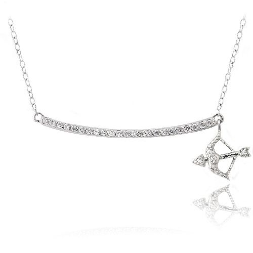 Sterling Silber CZ Bar Bow & Arrow Halskette