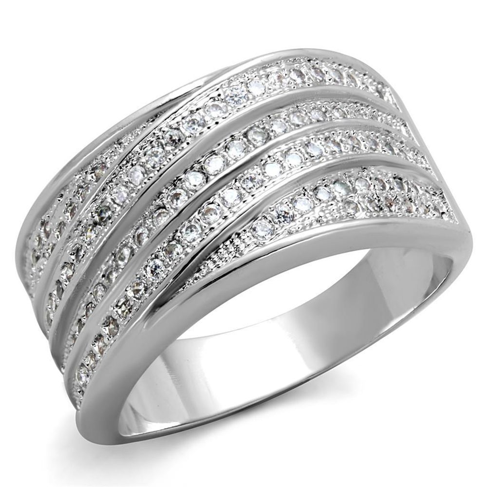 3W882 - Rhodium-Messing - Ring mit AAA-Klasse CZ in Clear