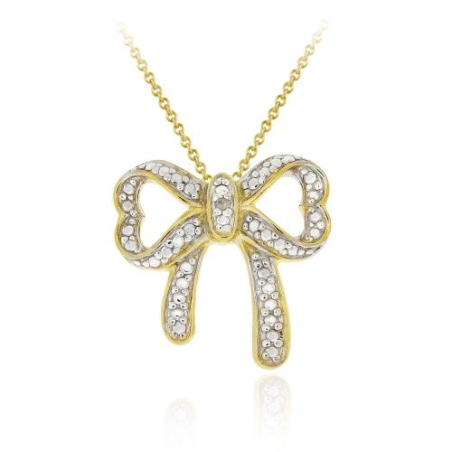 18 Karat Gold über Sterling Silber Diamant Akzent Bogen Anhänger