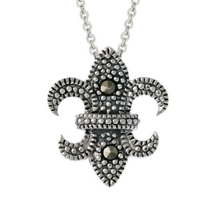 Sterling Silber Marcasite Fleur De Lis Anhänger