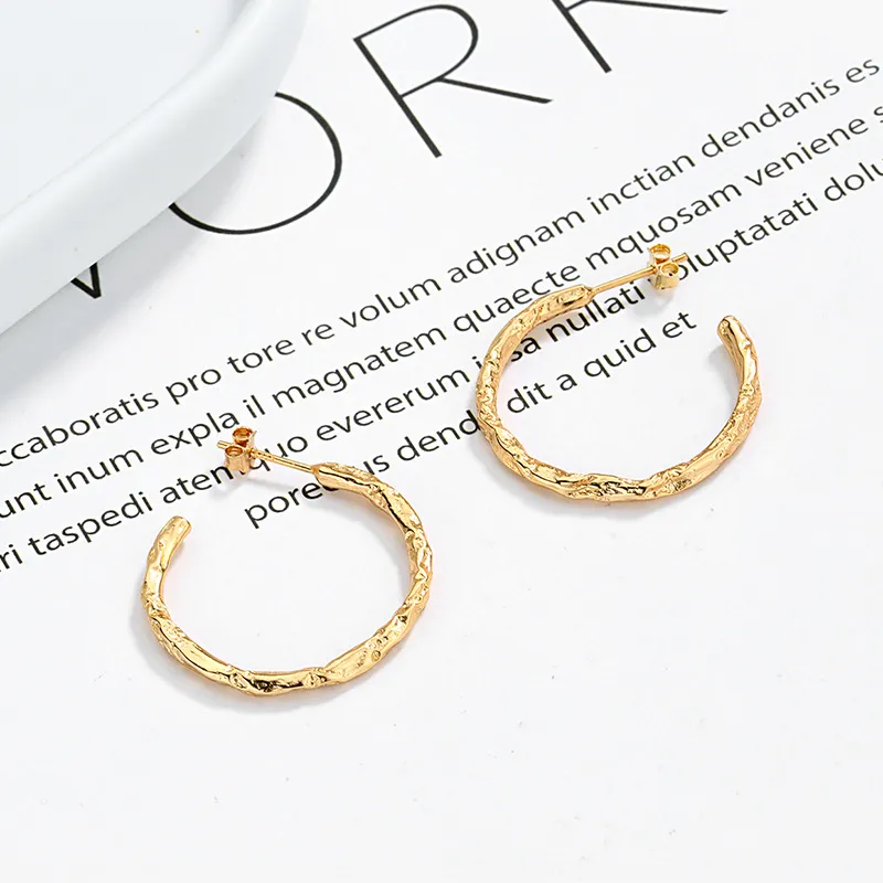 Gold Tin Foil S925 Sterling Silber Stud Ohrringe