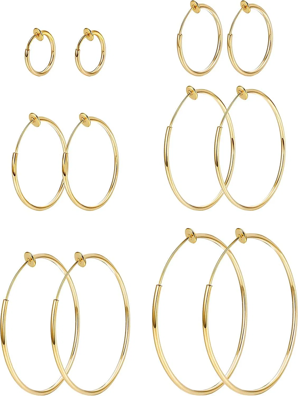 6 Paare Edelstahlschleife Ohrringe Set Clip On Hoop Ohrringe Für Frauen Männer Non Pierced Ohrringe