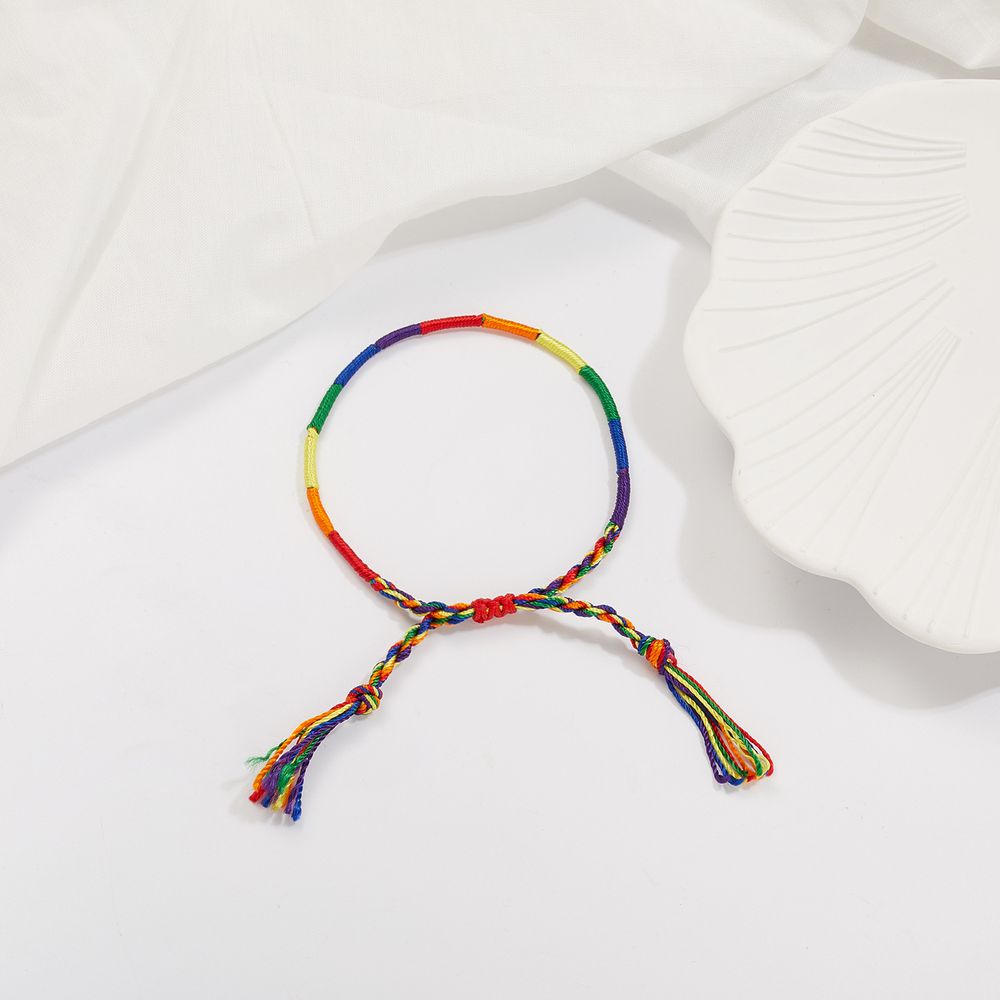Rein Handgewebtes Regenbogen-Armband Nepal Freundschaft