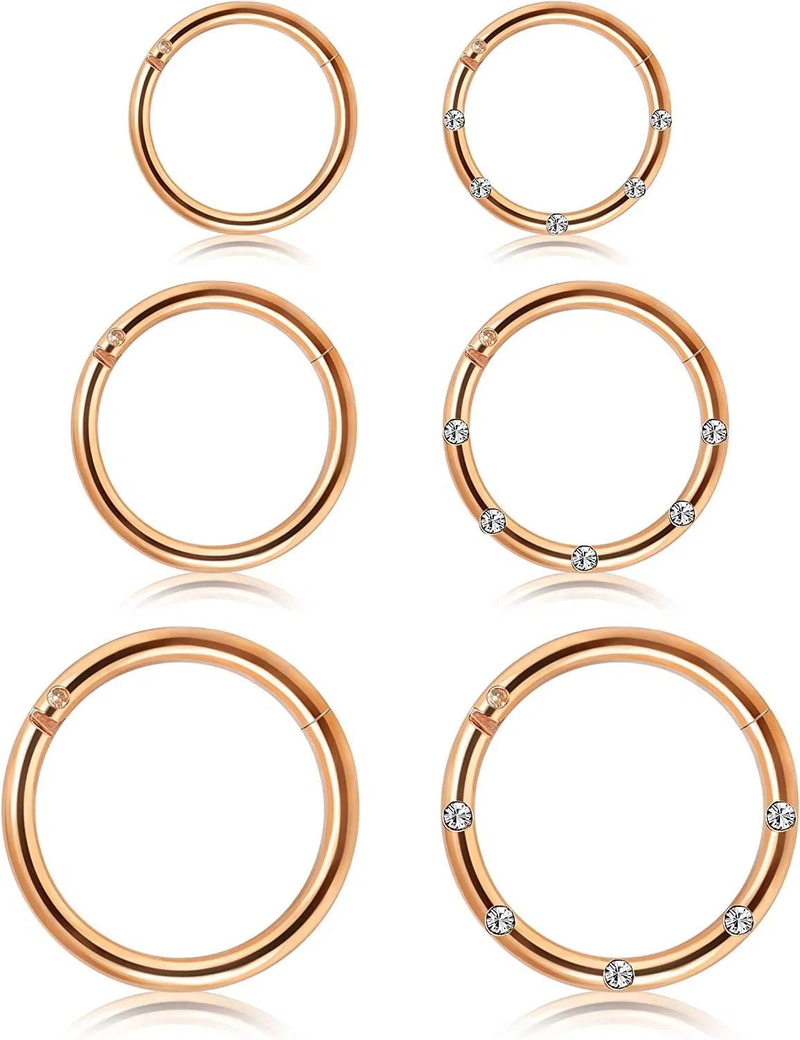 3Paare Edelstahl 16g Knorpel Hoop Ohrringe für Männer Frauen Hinge Clicker Nasenring Helix Septum Couch Daith Lippen Tragus Schlaf Ohrringe