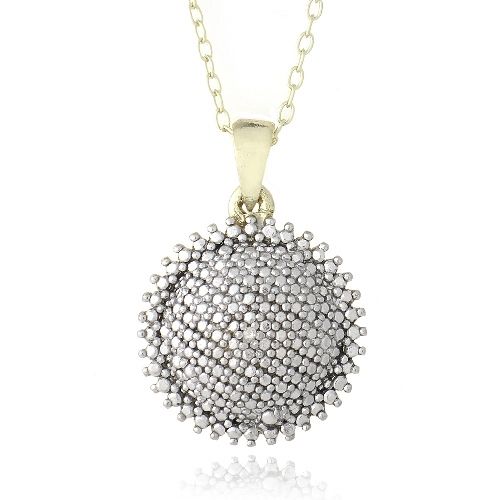 18 Karat Gold über Sterling Silber Diamant Akzent Puffed Circle Halskette