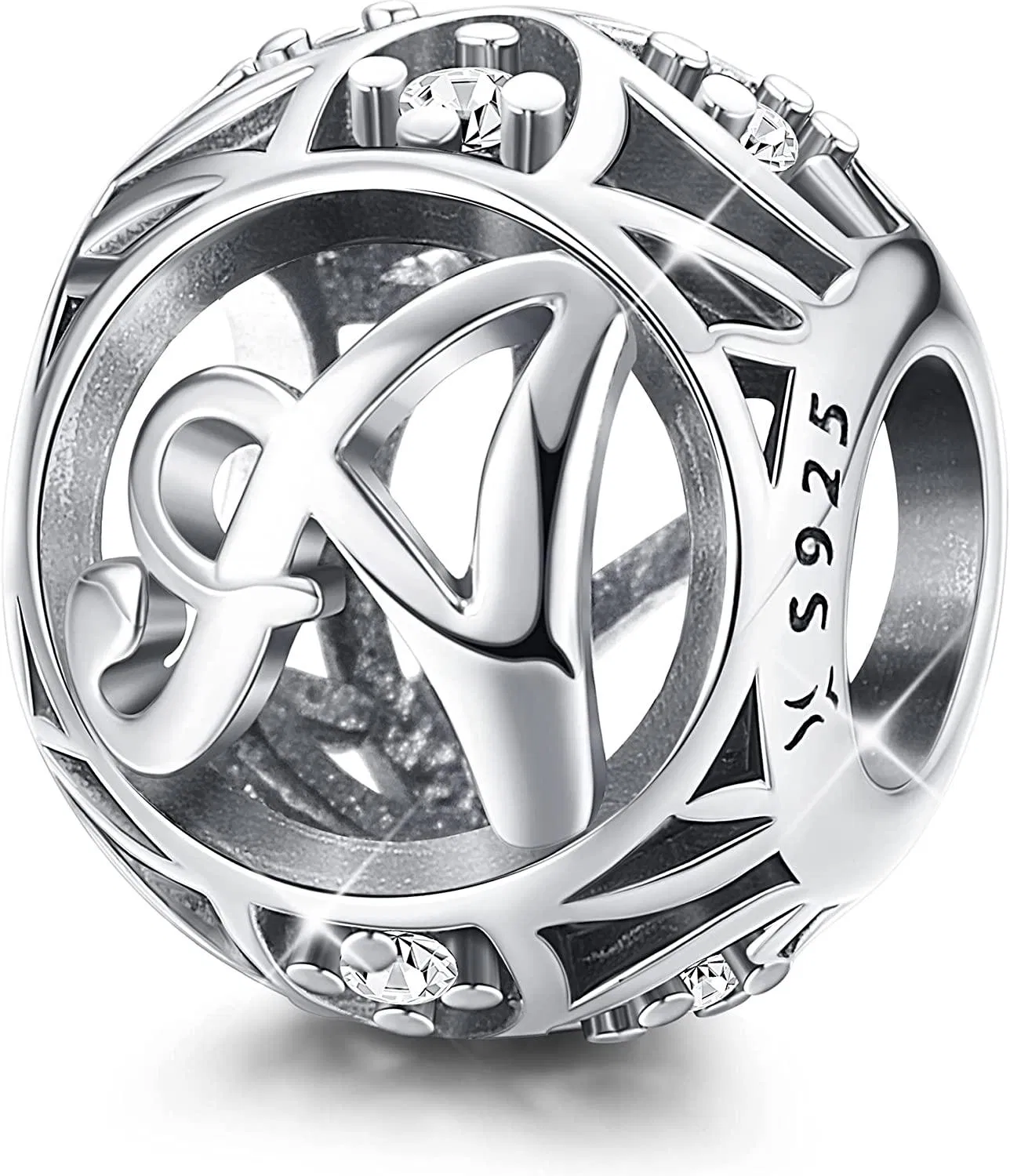 Brief Charms 925 Sterling Silber Armband Charms Anfangsperlen Charms für Pandora Armband Halskette Personalisierte Geschenke für Frauen