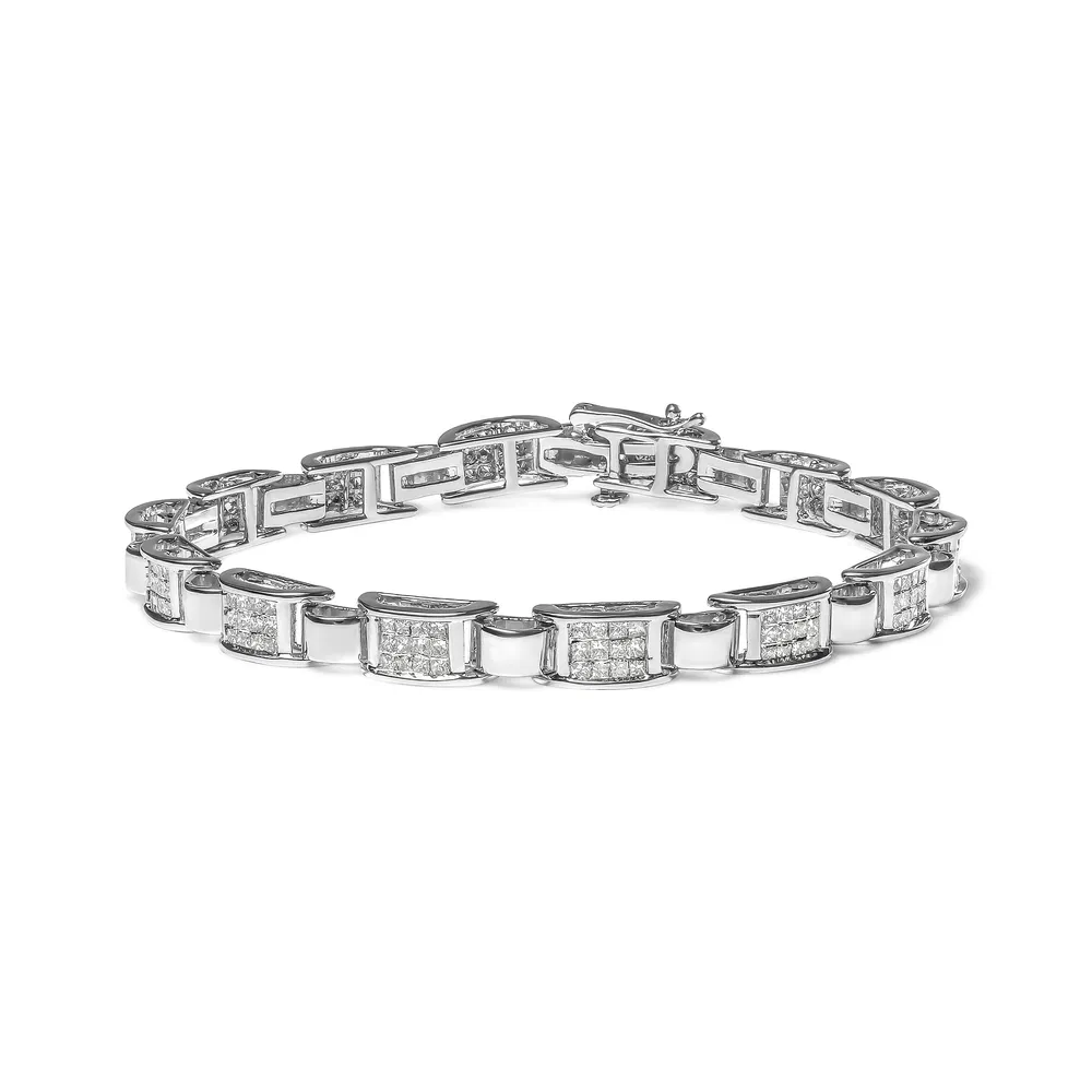 14 Karat Weißgold 2,00 Cttw Princess Diamond Invisible Set Link Armband (H-I Farbe, SI2 - I1 Klarheit) - 7
