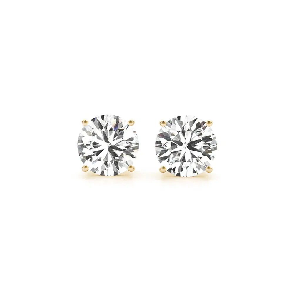 4 cttw zertifiziertes IGI Lab Grown Round Diamond Stud Earrings 14k Gelbgold (G / VS2)